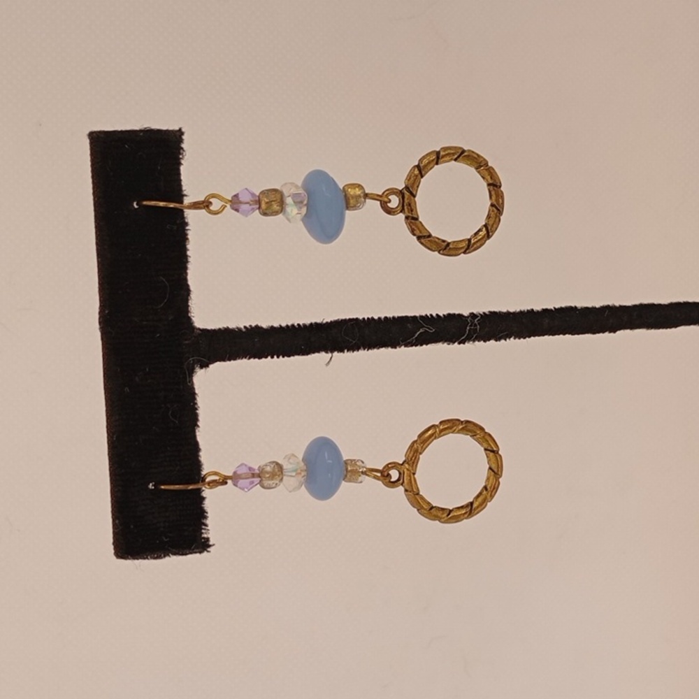 Hand Crafted Dangle Earrings Y2K Romantic Feminine Softcore VSCO Blue Gold